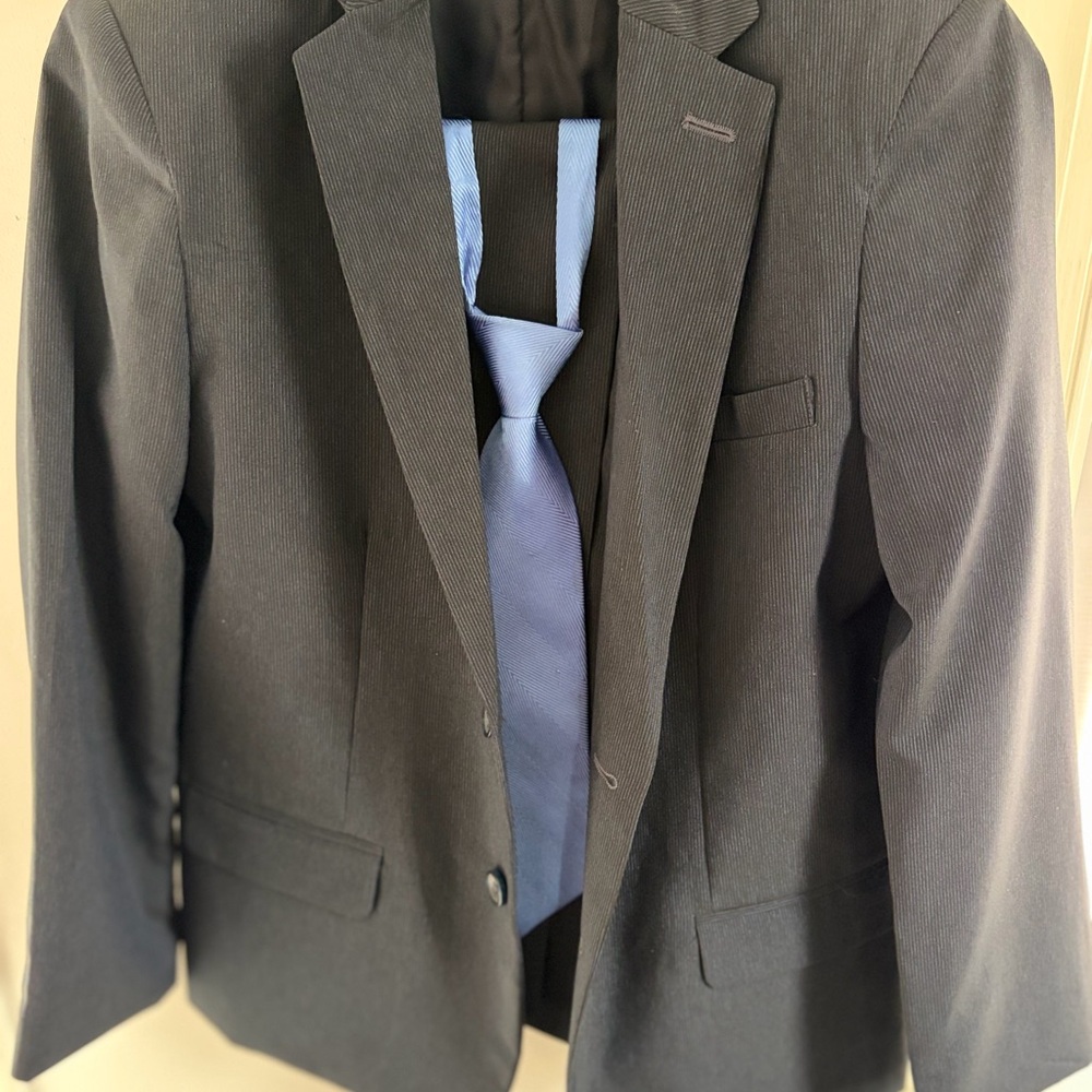Van Heusen Charcoal Suit with Light Blue Tie